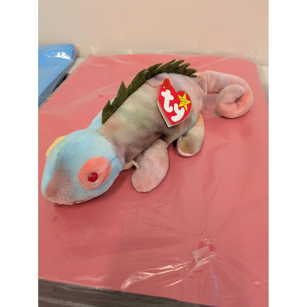 Ty Beanie Baby Iggy The Iguana Tie Dye Plush Toy‎ August 12 1997 NWT